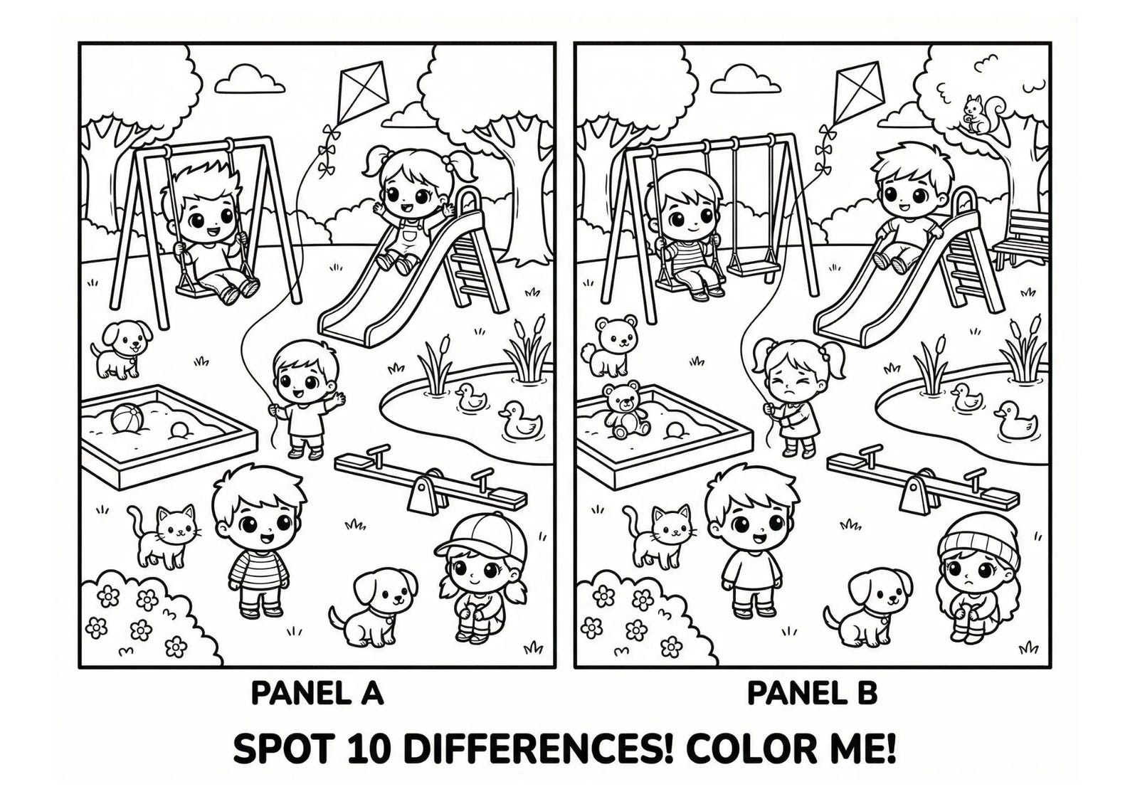 Many Differences Coloring Cute Coloring Pages & Spot the Difference | 10 Cozy Printable ...