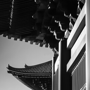 Art print, Japanese art, museum poster, gallery wall art, Japanese temple art, Asian art, black and white art, mural