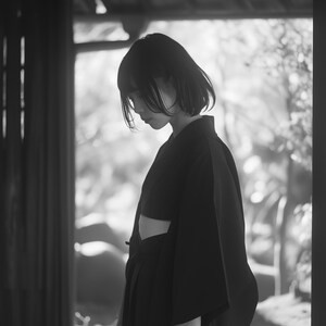 Art print, Japanese woman art, museum poster, gallery wall art, Japanese woman art, Asian art, black and white art, mural