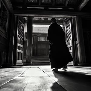 Art print, Japanese art, museum poster, gallery wall art, Japanese temple art, Asian art, black and white art, monk