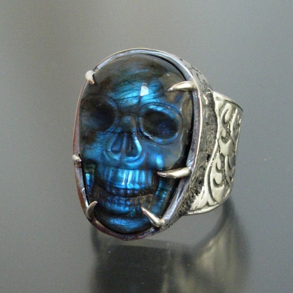 Labradorite skull ring 925 LTD