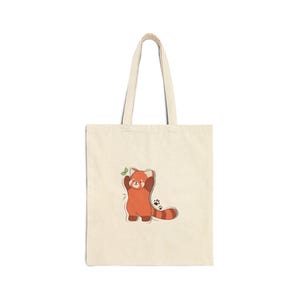 cute red panda tote bag || cotton || gift || adorable