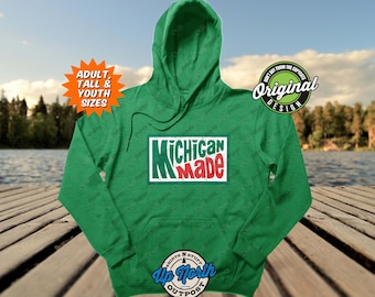 Michigan Made Hoodie (Vintage Print) - Michigan Pullover Sweatshirt - Adult, Tall & Youth Sizes