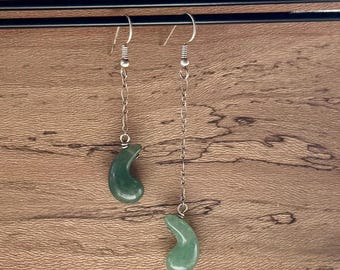 Sterling Silver Jade Earrings: Green Gemstone Dangle Jewelry