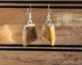 Yellow Jasper Bezel Earrings