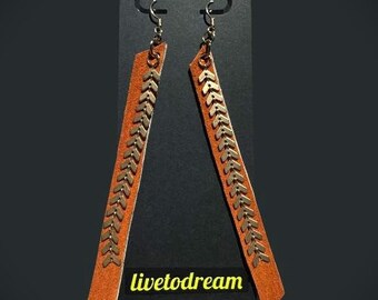Leather and Golden Arrow Earrings