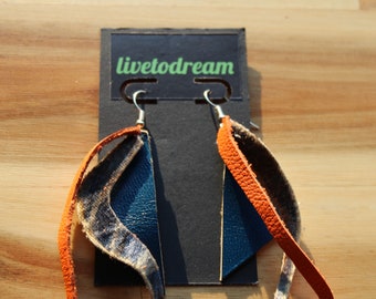 Leather and velvet earrings