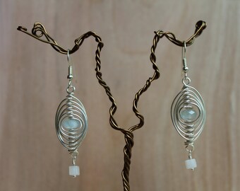 The Herringbone Earrings-Aquamarine