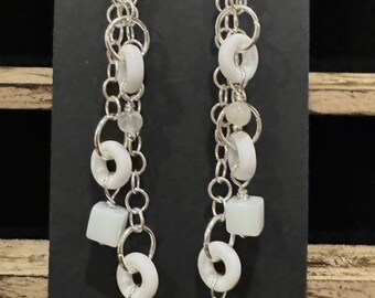 White Czech Glass Earrings