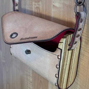 Leather Handbag-Vegtan Leather and Red Suede on Zebra Wood