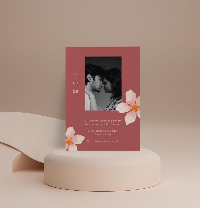 Floral minimalistisch elegante Save the Date Vorlage, moderne einfach Hochzeitskarte bearbeitbare digitale Postkarte Save the Date Download image 4