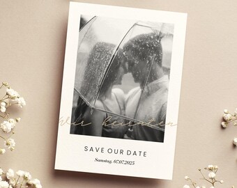 Minimalistisch elegante Save the Date Vorlage, moderne einfach Hochzeitskarte, bearbeitbare digitale Postkarte Save the Date Download