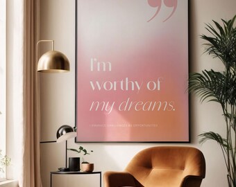 positive Affirmation Poster modern Spiritualität strahlende Farben Typografie Druck Plakat Dekoration Wand Kunst Stil Design