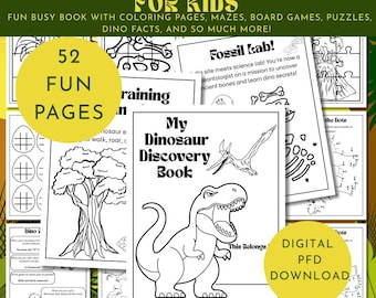Dinosaur Activity Book for Kids | Printable Mazes, Coloring Pages (PDF)