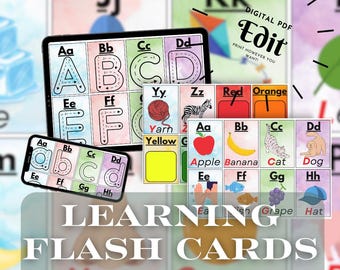 Printable Alphabet Flash Cards | Handwriting & Colors (PDF Download)