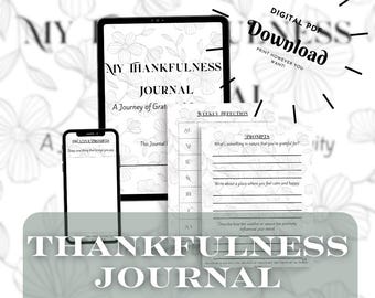 Floral Gratitude Journal | Daily Prompts, Affirmations (PDF)