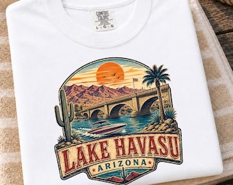 Lake Havasu T-Shirt | Arizona Desert River Scene | Vintage Boating Cotton Tee