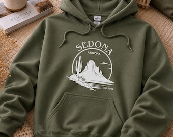 Sedona Arizona Hooded Sweatshirt, Vintage Sedona Hoodie, Arizona Desert Pullover, Southwest Graphic Jumper, National Park Style Gift