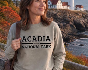 Acadia National Park Long Sleeve Shirt | Comfort Colors Pullover, Casual Cotton Hiking Tee