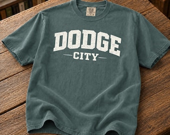 Dodge City T-shirt | Kansas Nostalgia Cotton Tee | Old West Travel Souvenir