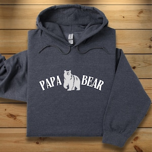 Pappa Björn Hoodie, Björn Silhuett Hoodie, Familjegåva Pappa, Mysig Tröja för Honom, Fars Dag-tröja Present