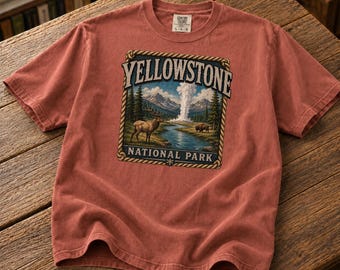 Yellowstone Shirt | National Park Tee with Old Faithful Design | Comfortable Crewneck
