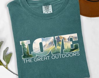 Great Outdoors Shirt | Comfort Colors Nature Loving Hiking Tee, Casual Short Sleeve Travel Top