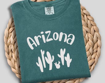 Camiseta Arizona / Teñida en prenda Comfort Colors® 100% algodón con estampado de cactus
