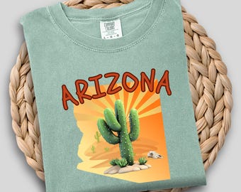 Arizona Desert T-shirt | Saguaro Cactus Southwestern Design, Comfort Colors Southwest Travel Tee