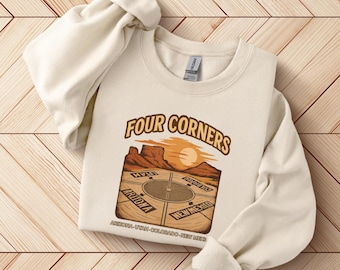 Four Corners Monument Sweatshirt, Abenteurer-Suchendes Reisegeschenk, Tourist Rundhalspullover, Souvenir-Kleidung, Reisender-Bekleidung