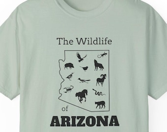 Arizona Animals Unisex T-shirt, Wildlife Silhouette Tee, Grand Canyon State Shirt, Southwest Nature Top, Men Women Graphic Tee