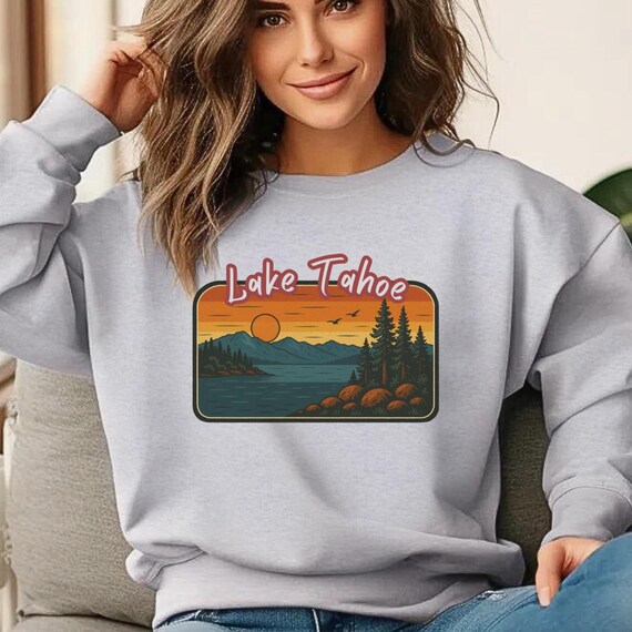 Lake Tahoe Crewneck Sweatshirt, Casual Boating Apparel, Mountain