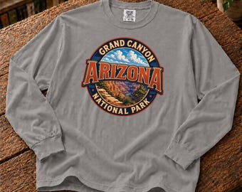 Grand Canyon National Park Long Sleeve Tee | Scenic Arizona Travel Cotton Pullover Souvenir Shirt