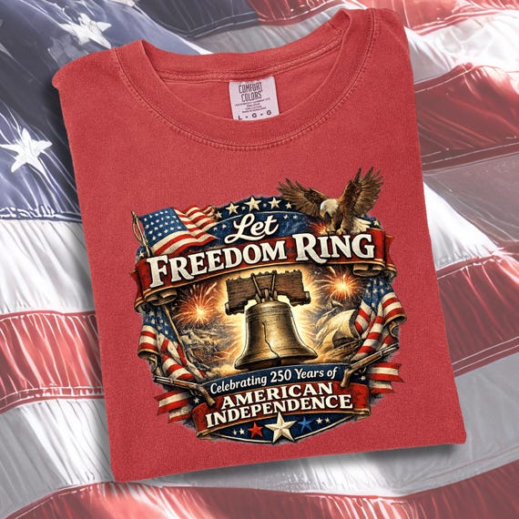 4th of July T-shirt | American Independence patriotic wear, Veteran cotton tee, America 250th Anniversary Souvenir, Fourth of July top