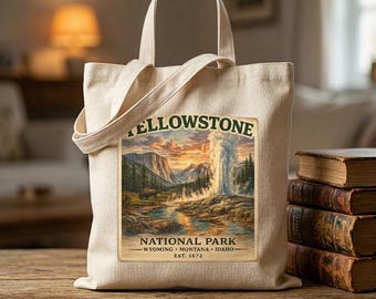 Yellowstone National Park Cotton Tote | Wyoming Montana Idaho Canvas Travel Bag