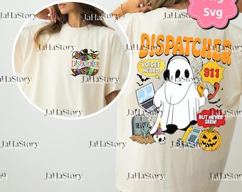 Spooky Dispatcher 911 Svg PNG, Halloween Ghost Dispatcher SVG, Funny 911 Operator Clipart, Scary Dispatcher Sublimation File