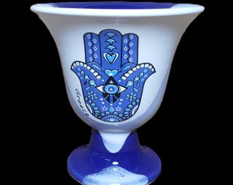 Blue Eye Design Pythagoras  Pythagorean Cup fair cup of justice color dark blue