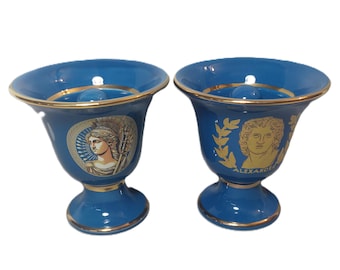 Atenea - Gran Alejandro Tema 2 tazas Juego de copas pitagóricas color petróleo