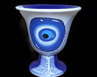 Pythagoras Eye design Pythagorean Cup fair cup of justice color dark blue