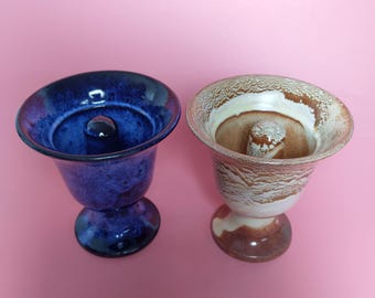 Juego de 2 tazas de copa pitagórica de diseño azul y marrón de Pitágoras, copa justa de la justicia