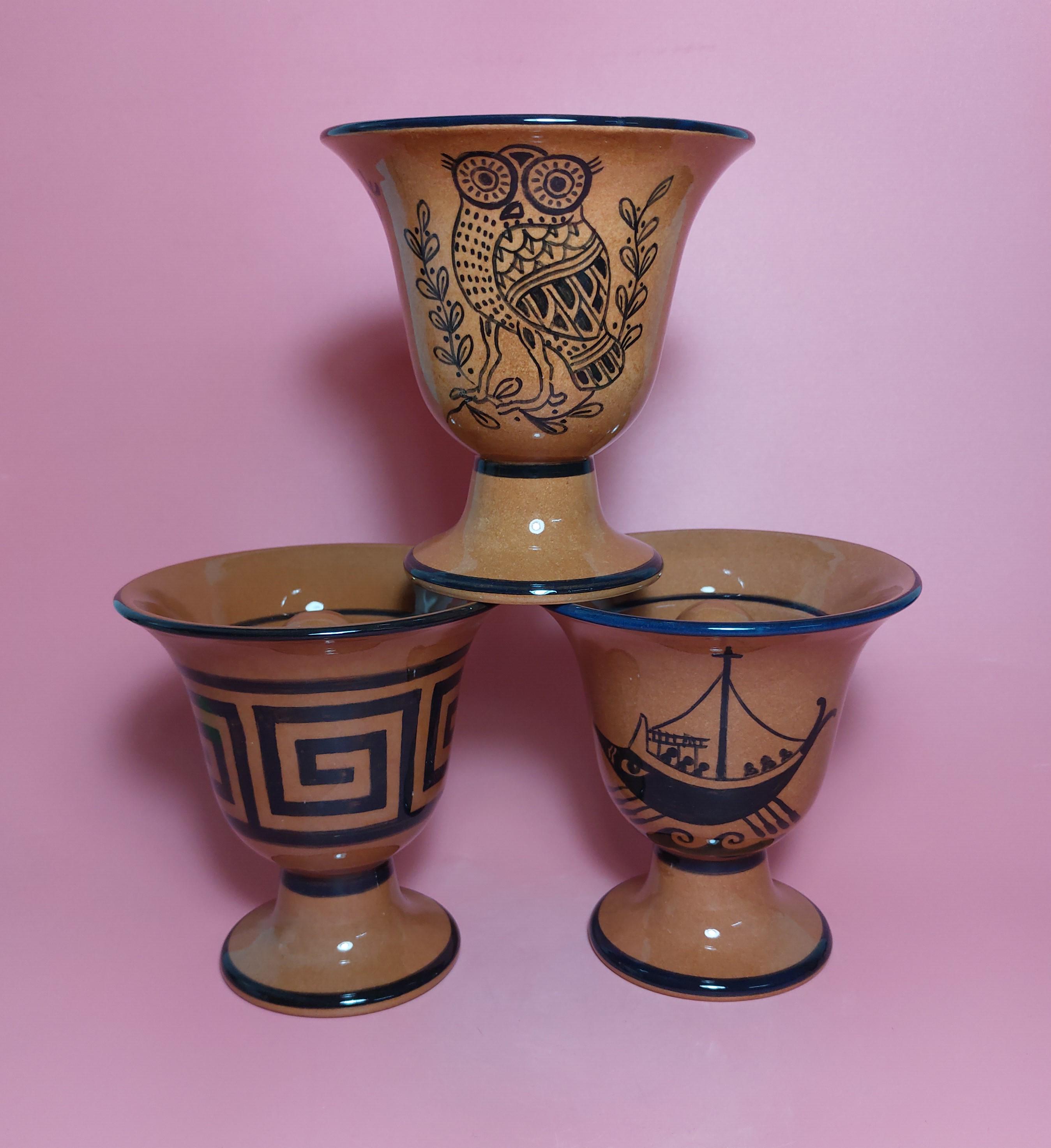 Pythagoras ship owl geometrical design Pythagorean Cup fair cup of justice 3 cups set