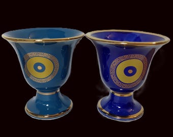 Pythagoras Eye Theme Pythagorean Cup fair cup of justice color dark blue-petrol 2 cups set