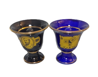 Pythagorean Cup fair cup of justice set 2 cups set Pythagoras color blue black