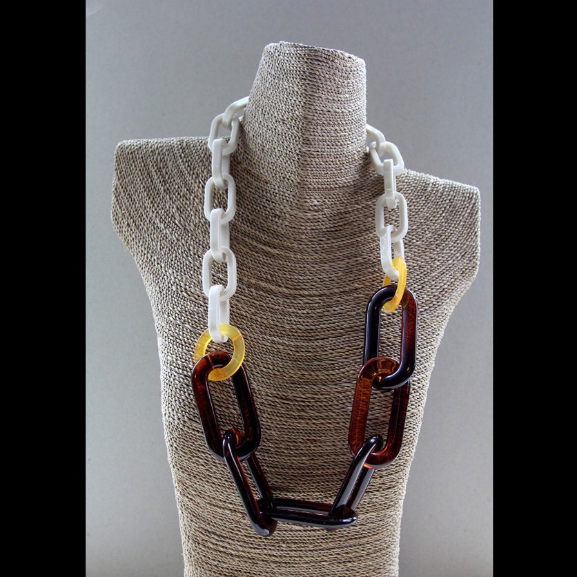 Multicolour Plastic Chain Link Long Statement Necklace No.13 Etsy