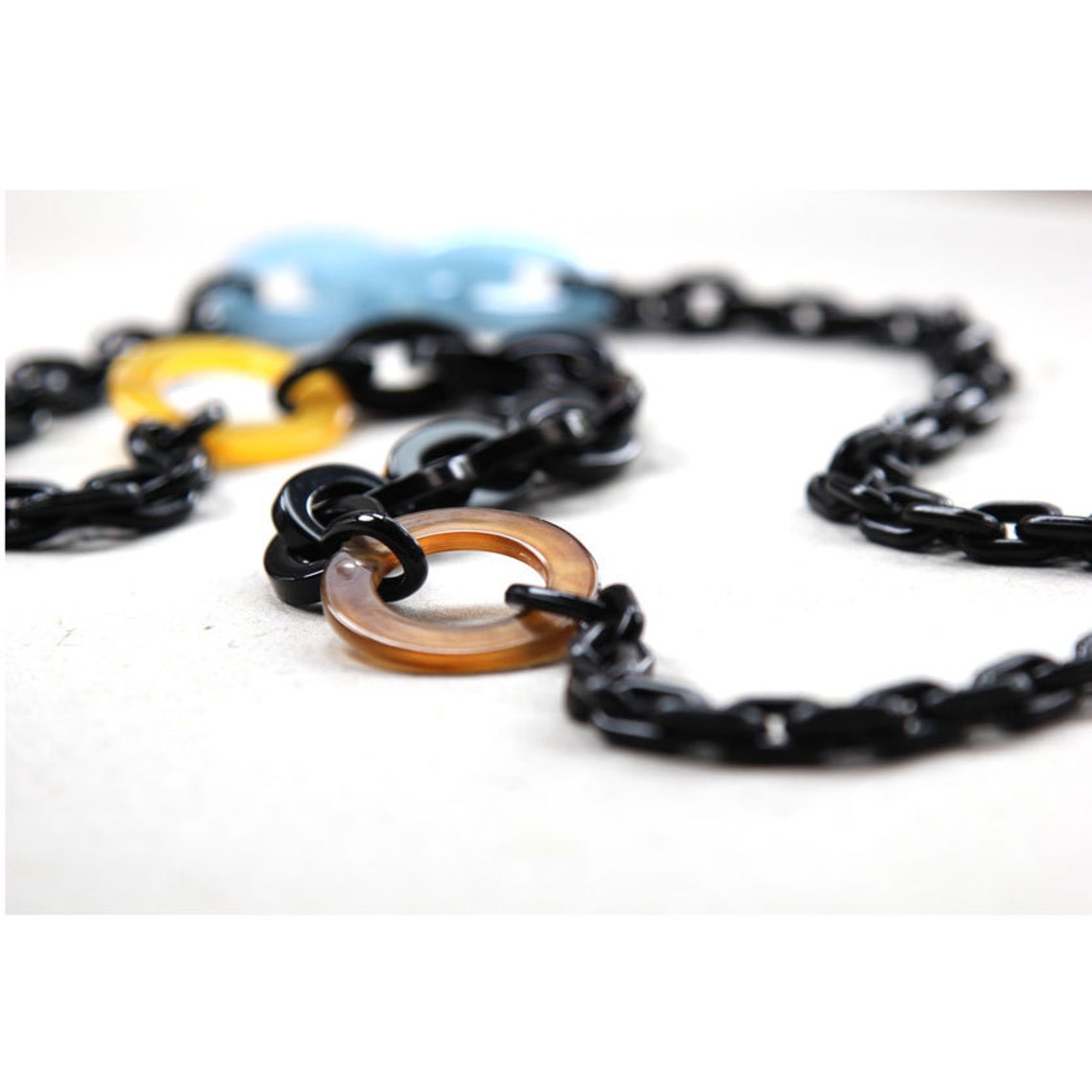 Multicolour Plastic Chain Link Long Statement Necklace no.12 Etsy