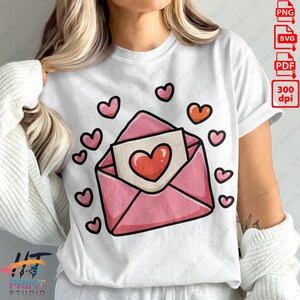 Lindo sobre rosa con corazones para descargar digitalmente, carta de amor romántica de descarga instantánea, tarjeta de San Valentín imprimible, decoración de pared