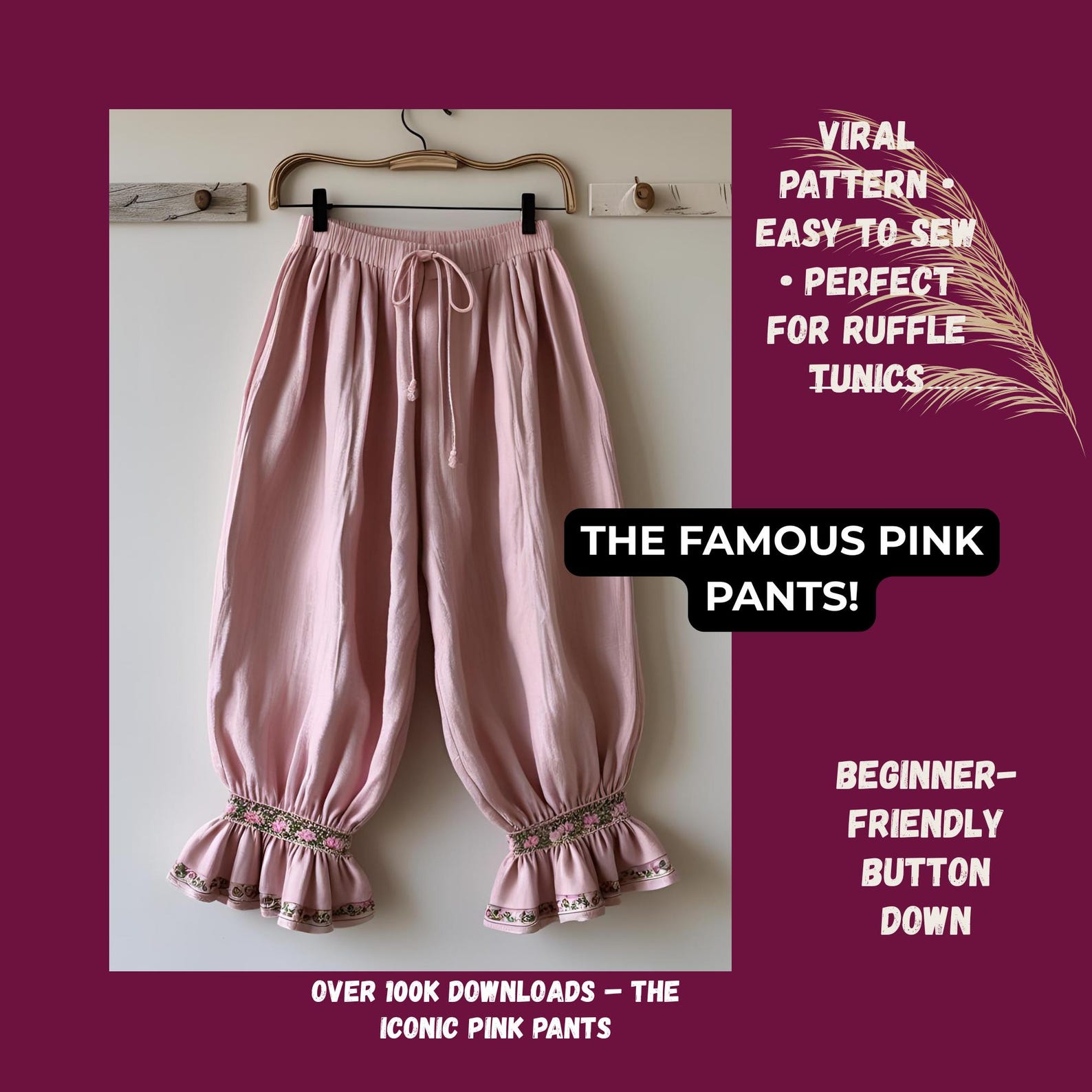 Boho Balloon Pants PDF Pattern • Oversized Harem Trousers • Women’s Tie ...