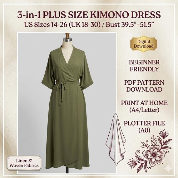 chinese dress ladies Maxi Wrap Dress Sewing Pattern – Patterns For Less main image 0