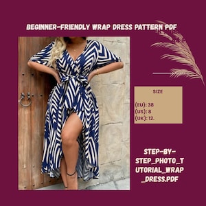 Beginner-Friendly Wrap Dress Pattern PDF | Boho Flutter Sleeve Maxi Dress | Romantic V-Neck Summer