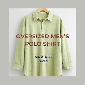 Patrón de costura para polo de hombre de talla grande, camisa de lino estilo boho oversize en PDF, corte moderno.